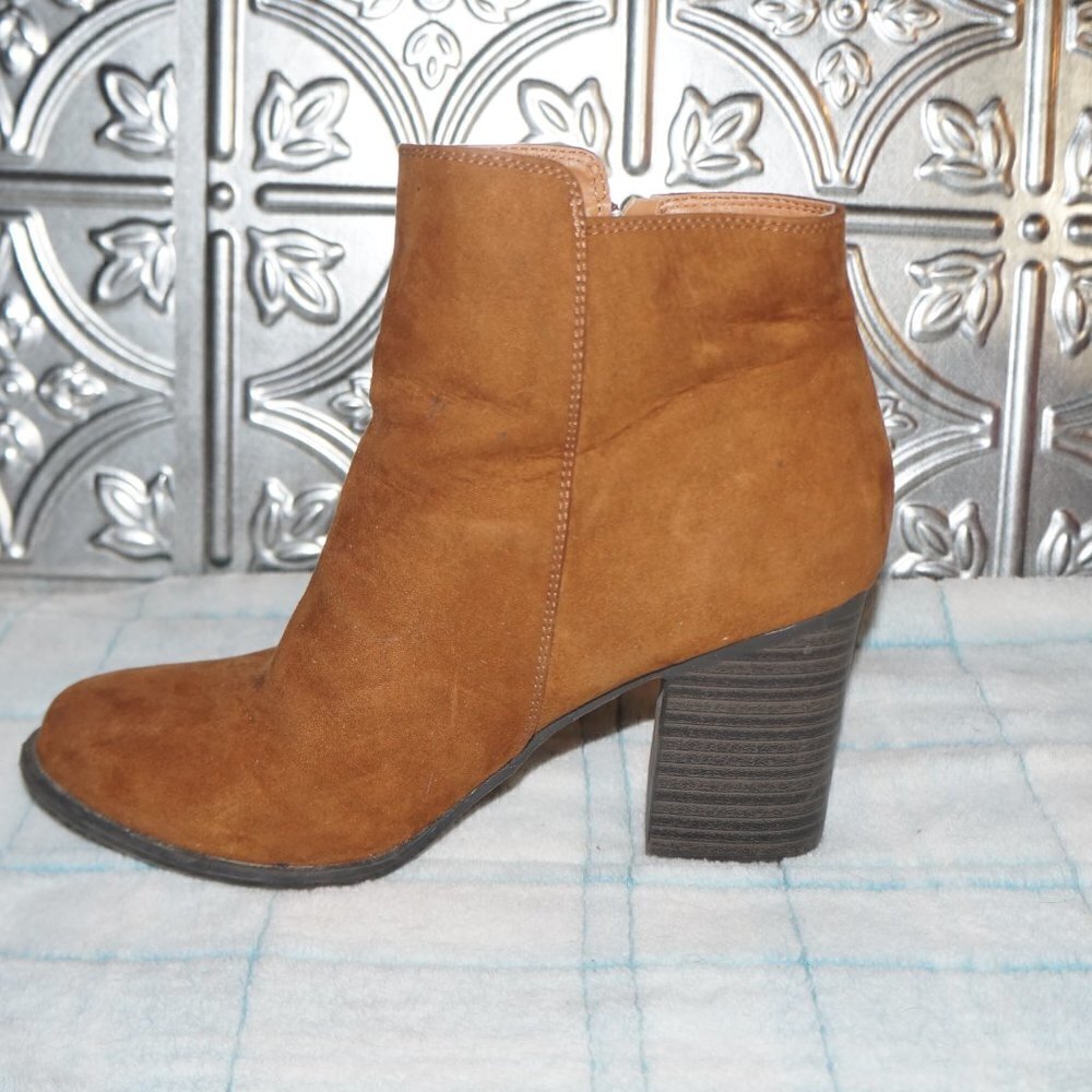 ESPRIT "Roberta" Size 8M Brown Faux Suede Zip Up With Tassels Block Boot Heels - Picture 5 of 8
